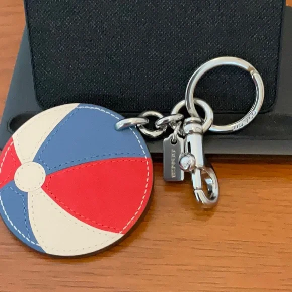 Coach Leather Beachball Bag Charm Keychain - Picture 4 of 6